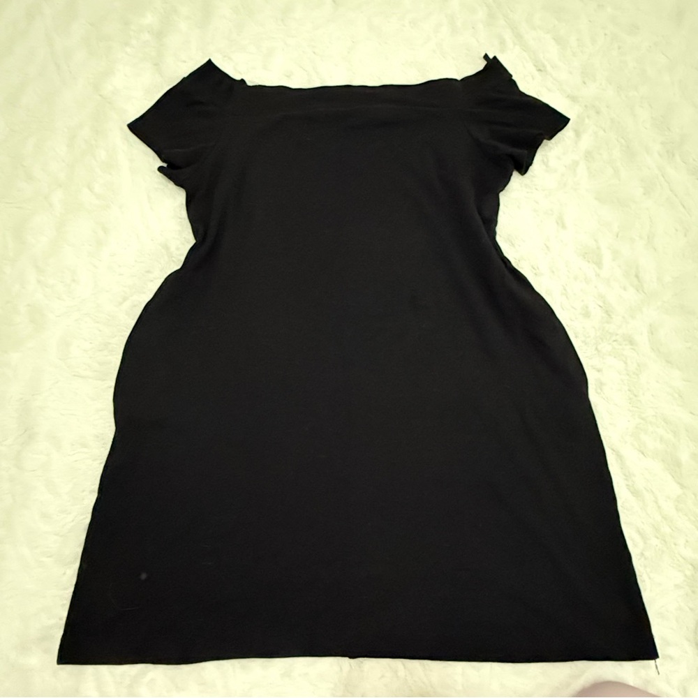 New York & Company Black Dress off shoulder with pockets